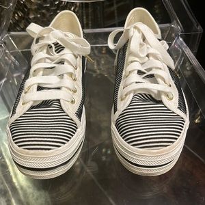 Kate Spade Black and White Striped Sneakers